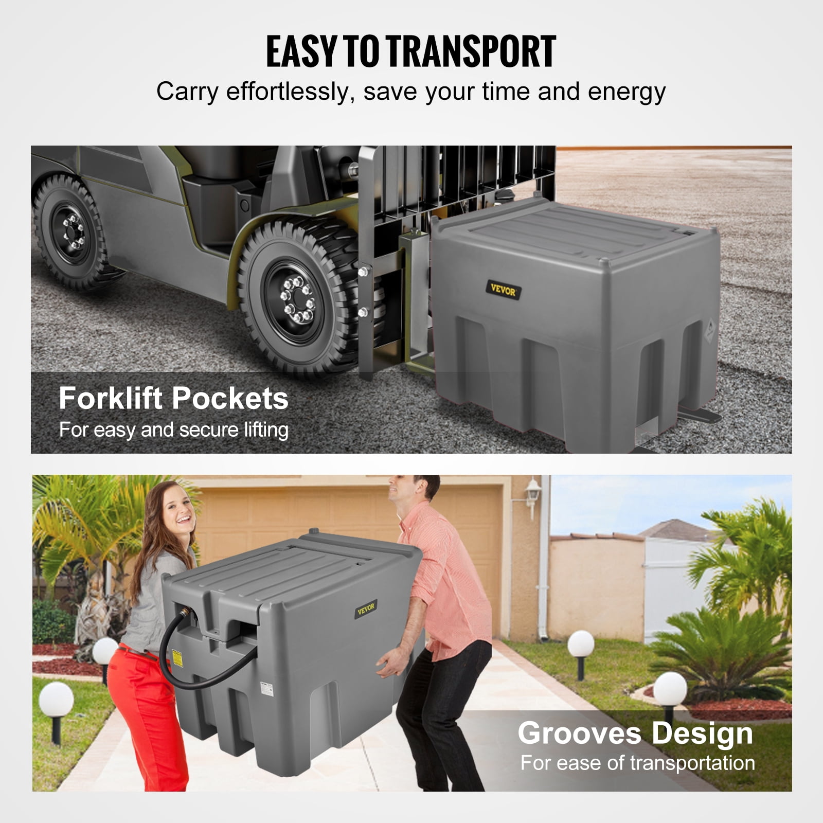 VEVOR YDIES4OOL-E Portable Diesel Tank 116 Gallon Capacity, 10 GPM Flow Rate, 12V Electric Pump, 13.1 ft Hose, 1 × Diesel Fuel Tank