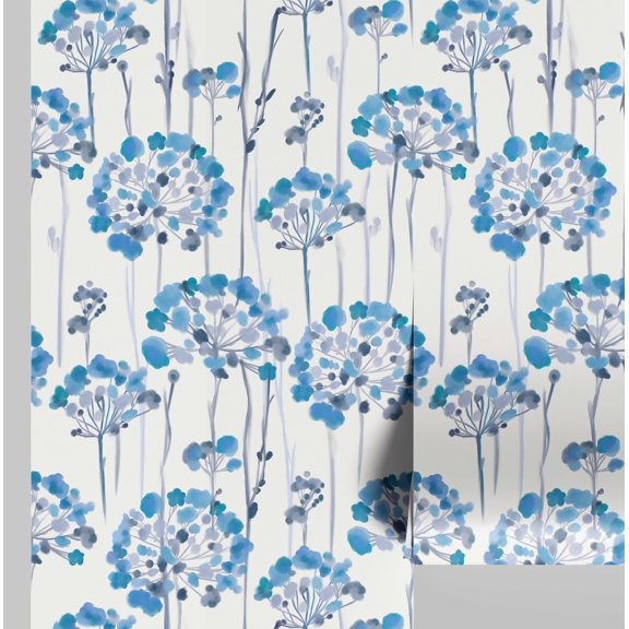 S4sassy Removable Contemporary Blue Wall Decor, Autumn Bloom Textured Contact Paper for Walls, Cabinets, and Dresser, Self Adhesive Vinyl Wallpaper Roll, Waterproof Contact Paper for Walls - 25"x120"