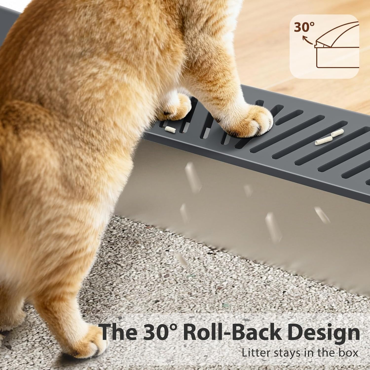 High Sided, Anti-Urine Leakage Stainless Steel Litter Box, XL Enclosed Cat Litter Boxes with Lid for Big Cats, Non-Stick Bottom, Includes Litter Mat & Metal Scoop
