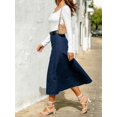 thumbnail image 4 of Blue Denim A-Line Midi Skirt High Waist Flared Casual, 4 of 26