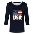 thumbnail image 4 of Plus Size American Flag Tunic Tops for Womens 4th of July Crewneck 3/4 Sleeve Tshirts Cute Butterfly Stars Striped Graphic Tees Teen Girls Fashion Memorial Day Patriotic Shirts Fashion Summer Top, 4 of 4