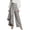 Gray-01, variant on Womens High Waisted Wide Leg Wrap Pants Asymmetrical Button Front Cotton Linen Casual Trousers