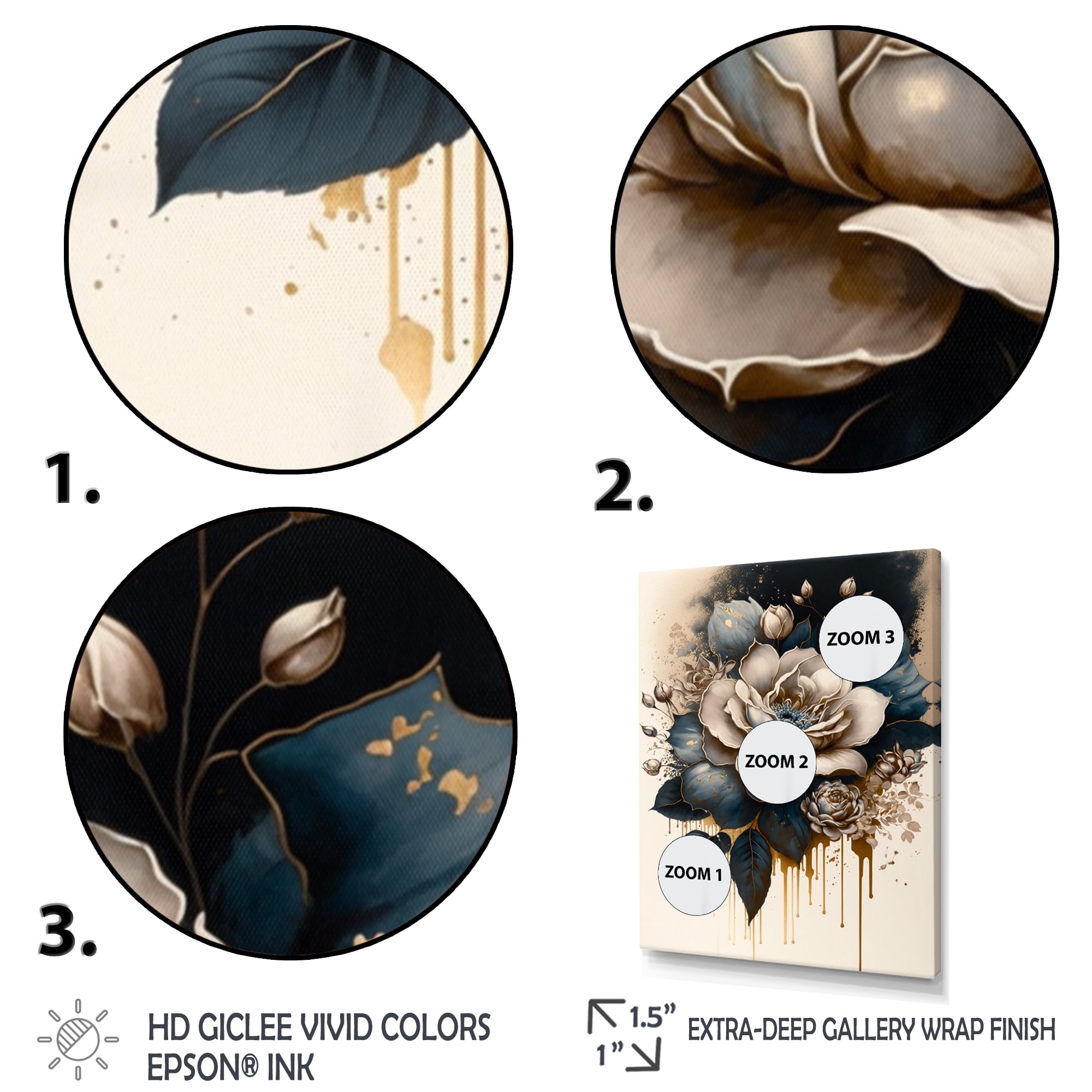 Designart Black And White Rose Design III Canvas Wall Art