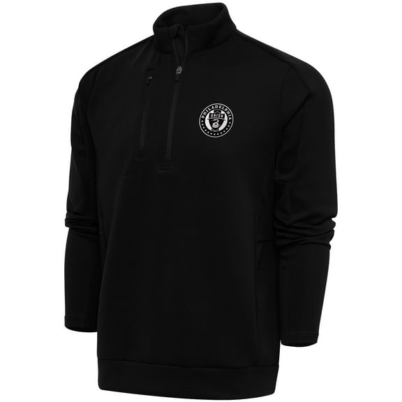 Men's Antigua Black Philadelphia Union Brushed Metallic Generation Quarter-Zip Top