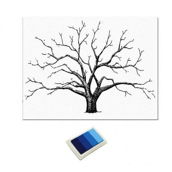 DOLITY 2X Wedding Thumbprint Tree Finger Painting Wedding Guest Book Blue