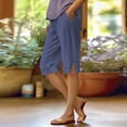 thumbnail image 2 of iHPH7 Women Linen Shorts Casual Knee Length Bermuda Shorts Side Split Summer Beach Lightweight Capri Pants Long Linen Shorts for Women (S-5XL), 2 of 5