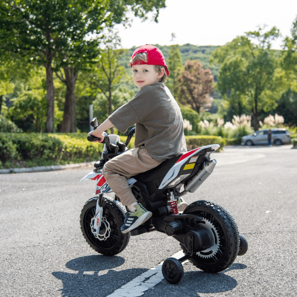 WERSEON Kids Motorcycle 12V, Licensed Aprilia Electric Ride on Motorbike for Toddlers Ages 3-6, Powered Ride on Toy w/ Training Wheels, Blue