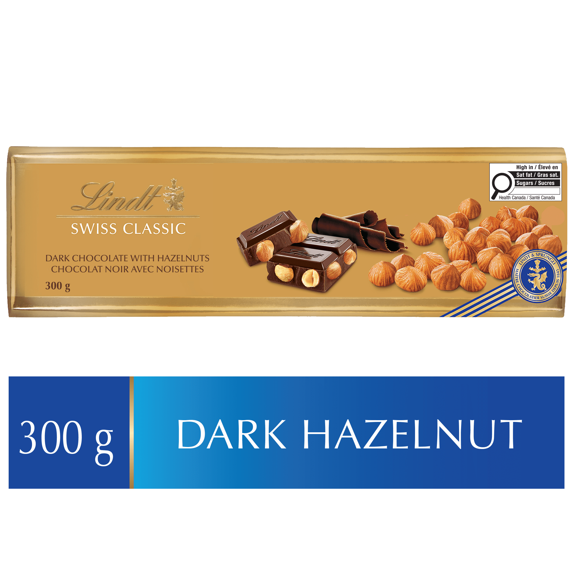 Lindt Tablette au chocolat noir et à la noisette SWISS CLASSIC, 300 g