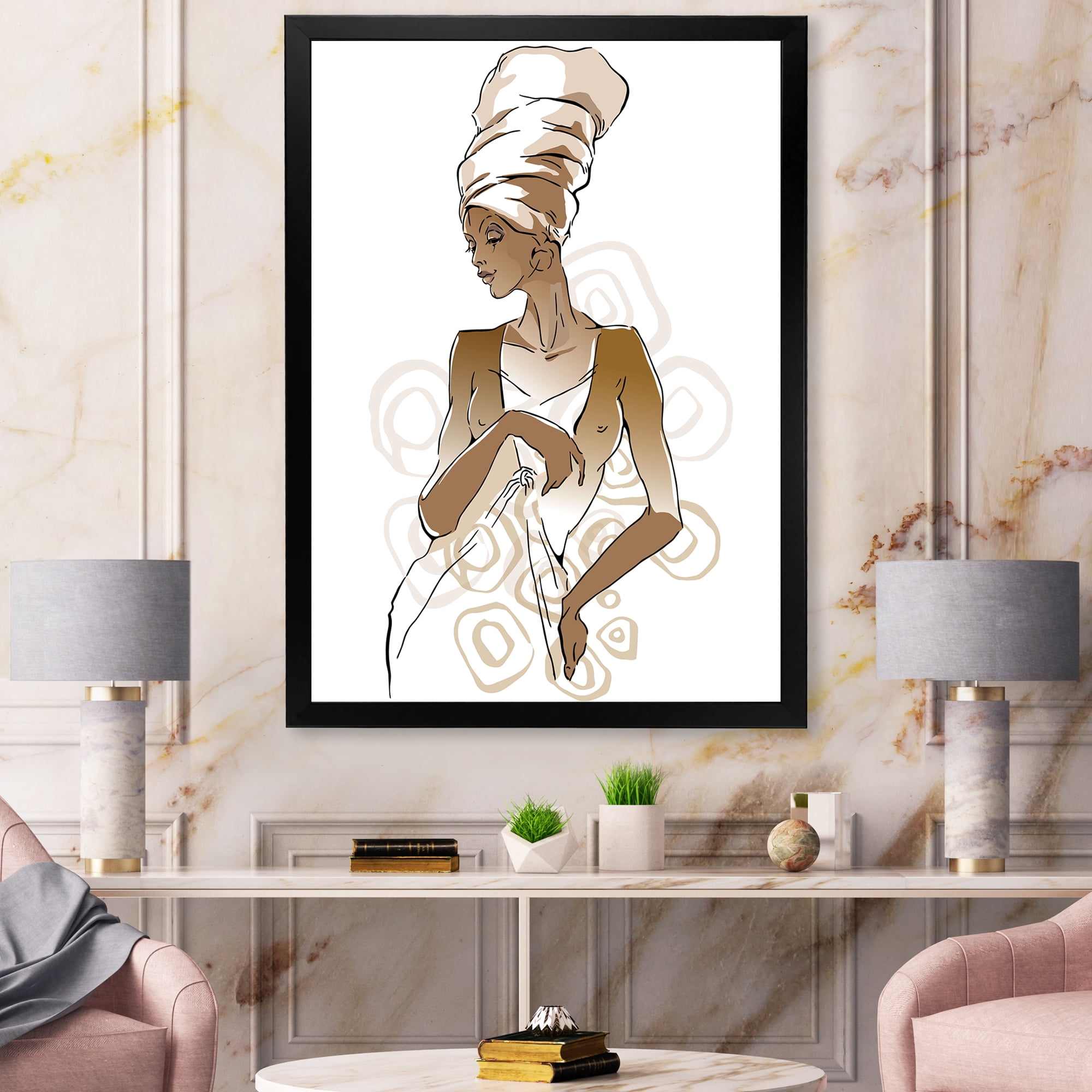 Designart 'Abstract African American Woman Portraits' Modern Framed Art Print