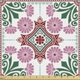 thumbnail image 1 of Floral Upholstery Fabric by the Yard, Rhythmic Eastern European Flower Mosaic Tiles Inspired Motifs, Decorative Fabric for DIY and Home Accents, Jade Green Pale Fuchsia by Ambesonne, 1 of 5