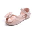 thumbnail image 5 of Sandals for Girls Rhinestone Buckle Bow Open Toe Princess Dress Shoes Summer Comfortable Footbed Ankle Strap Flat Shoes Pink 12.5 Little Kid, 5 of 5