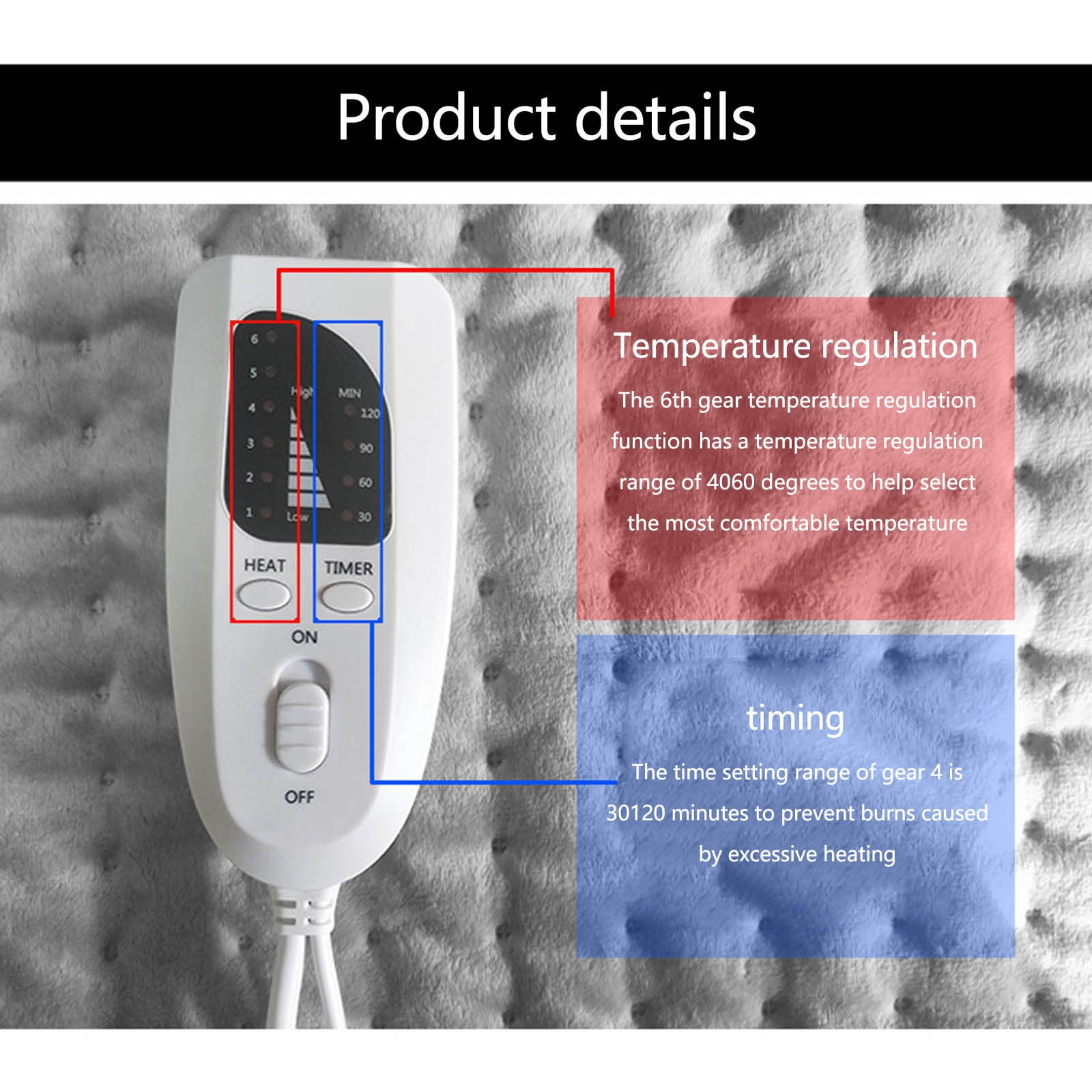 Uscallm Usb Heating Shawl Pad, Electric Heating Pad 6 Temperature Settings, Portable Heating Pad for Back Pain Relief, Fast Heating Pad Electric Blanket, Large Heating Pad for Home Office Use