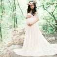 thumbnail image 6 of Lightweight Breathable Fabric Maternity Gown Dress Elegant Lace Detailing and Trailing Bottom for Most Trimesters, 6 of 9