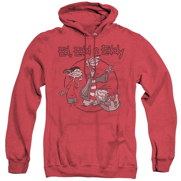Ed Edd N Eddy Gang Adult Heather Hoodie Sweatshirt Red