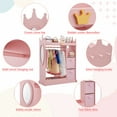 thumbnail image 5 of Kids Dress Up Storage with Mirror, Costume Organizer with Hanging Rod, 3 Shelves & 2 Bins, Dress Up Closet Armoire for Kidroom & Playroom, 5 of 6