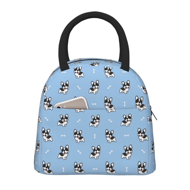 Disketp French Bulldog Puppy Bolsa Térmica para Almuerzo, Lonchera con Abertura Amplia y Gran Capacidad, Organizador Reutilizable para Mujeres, Hombres y Adultos