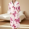 thumbnail image 2 of FEIJIBA Hooded Plush Fleece Bathrobe Women's Robe Long Warm Loungewear Jacket Printed Comfort Robes for Women Valentine's Day, 2 of 5