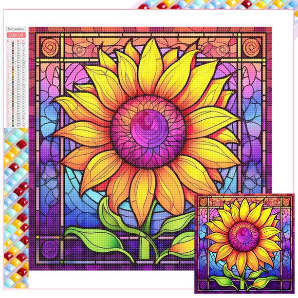 (ZQA5035) Cuadrado Resina Diamante Serie Girasol Diamante 30*30 CM Tamaño Lienzo 35*35 CM