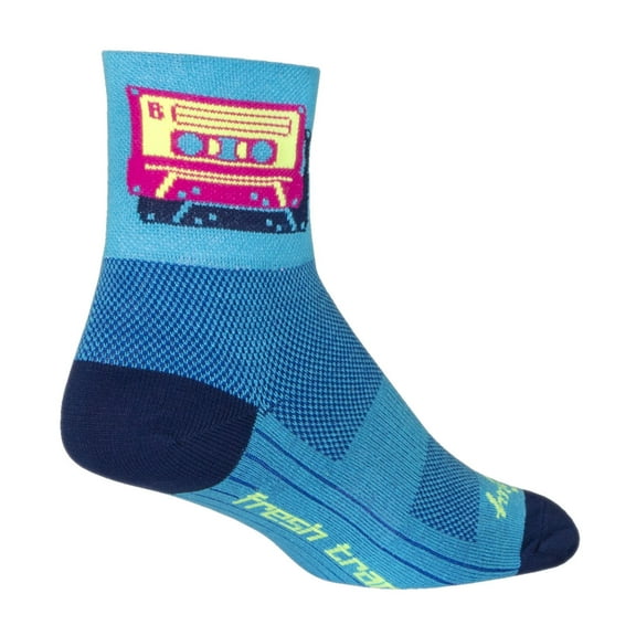 SockGuy Classic Mixtape Socks 3 inch Blue Pink Large X-Large Unisex Synthetic