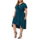 thumbnail image 4 of Vestido de verano de talla grande para mujer Agnes Orinda, bohemio, con cuello en V, manga corta, alto-bajo, vestido midi de playa, azul pavo real 1X, 4 of 7