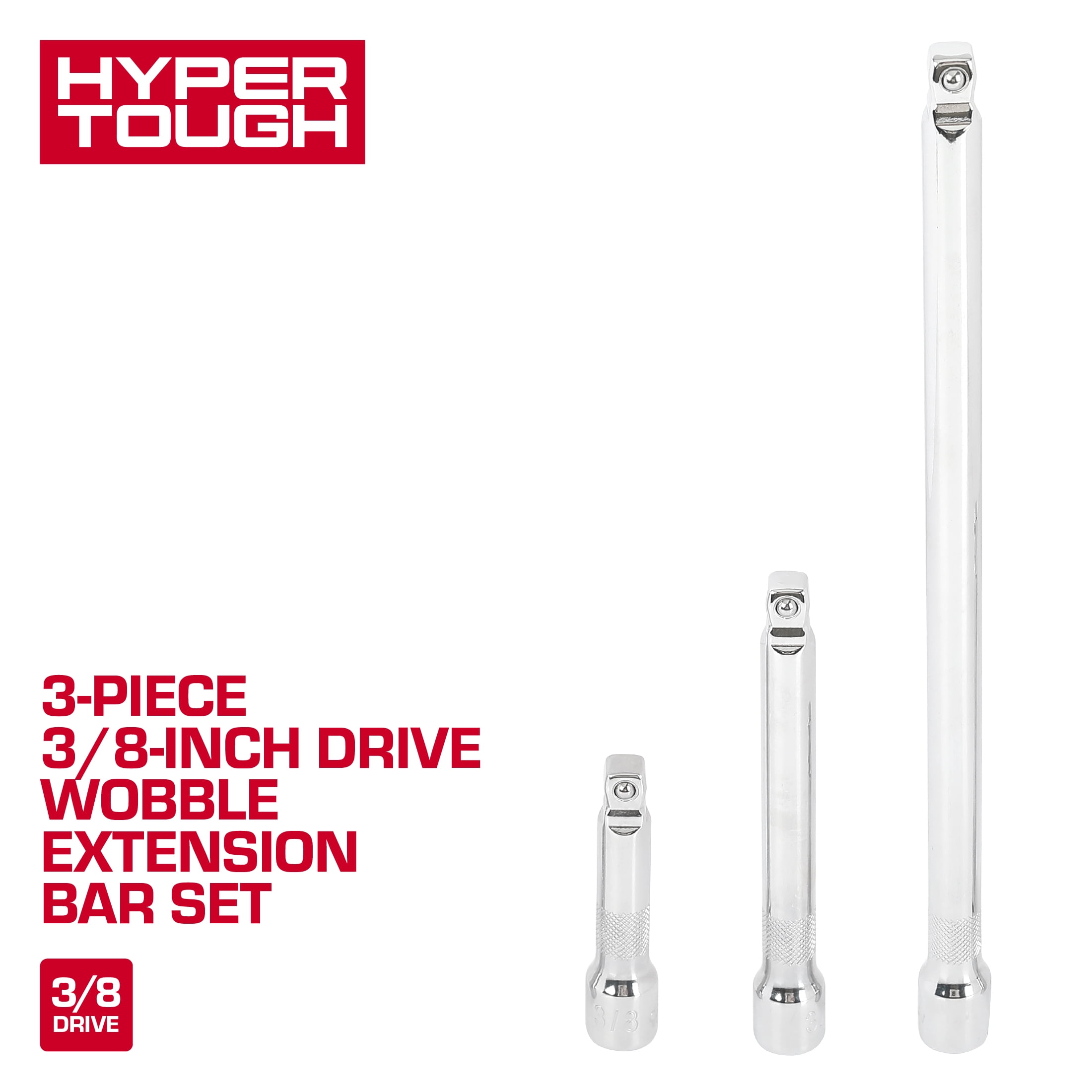 Hyper Tough 3-Piece 1/2-inch Drive Wobble Extension Bar Set