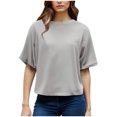 thumbnail image 2 of Camisetas Casuales de las Mujeres, Manga Corta Suelta, Cuello Redondo Casual Top para las Mujeres, 2 of 9