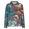 thumbnail image 4 of Peione Button Down Shirts for Women Dressy Retro Printed Long Sleeve Blouse Business Casual Work Tops, 4 of 6
