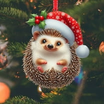 SMKE Vintage Handcrafted Christmas Ornaments,Creative Decorative,Animal Collection For Tree Decor,Wood Hanging Pendant,Xmas Gift,Modern Wall Decor For Home,Car,Living Room,Bedroom 2.75" Hedgehog