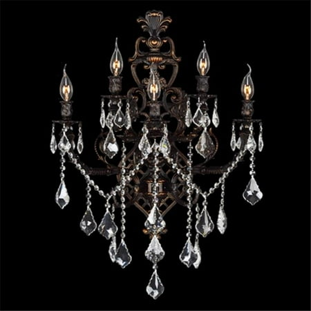 06 Flemish Finish - Versailles Collection 5 Light Flemish Brass Finish with Clear Crystal Wall Sconce