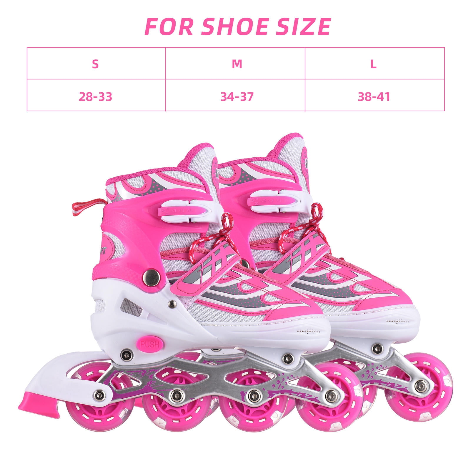 LAZIOEGR Adjustable Kids Inline Skates – Light‑Up, Breathable, Eco‑Friendly, Size 28‑41, Shock‑Absorbing, No‑Installation, Perfect for Toddlers & Beginners