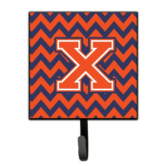 Letter X Chevron Orange and Blue Leash or Key Holder