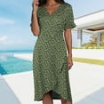 thumbnail image 4 of vigerkar Women's Relaxed Fit Short Sleeve Waisted Midi Flowy A-Line Boho Beach Dress AG, XL, 4 of 7