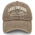 thumbnail image 2 of Lake Ontario Embroidered Baseball Hat Unisex Adjustable Cotton Cap Casual Great Lakes Outdoor Sun Hat Travel Headwear For Men Women, 2 of 3
