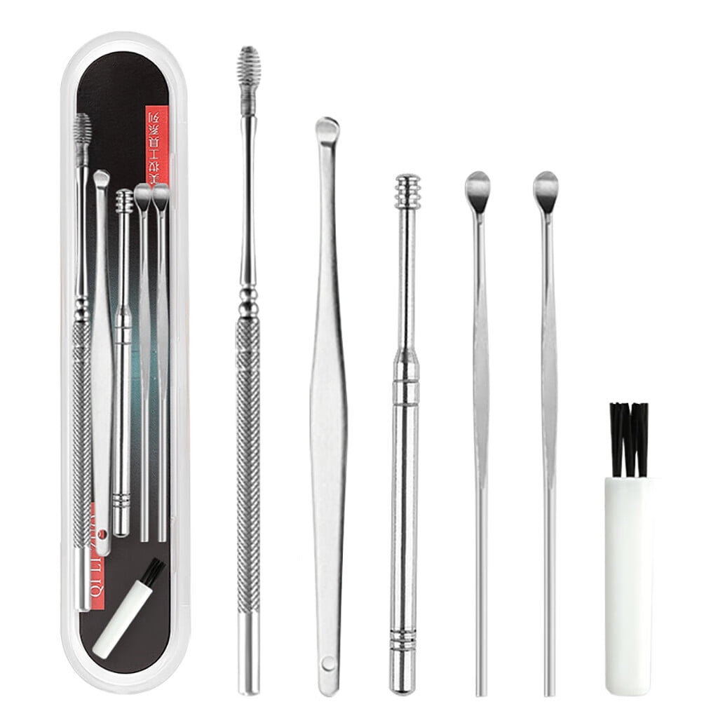 Sehao Ear Care Ear Scoop Cleaner Spring Double Head Rotating Ear Scoop Six-piece Tool Set stainless steel