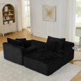 thumbnail image 5 of Kepooman Compressed Seating Sofa with Two-seater and Made of Velvet Fabric, Boneless Couch with No Assembly Required for Indoor, Living Room, Bedroom, Black, 5 of 7