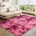 thumbnail image 2 of Janvonne 4x6 Fluffy Area Rug for Bedroom, Modern Shaggy Carpets Fuzzy Rug for Teens Dorm Bedside Home Decor Aesthetic, Heavy Duty Non Slip, Tie-dye Dark Red, 2 of 8