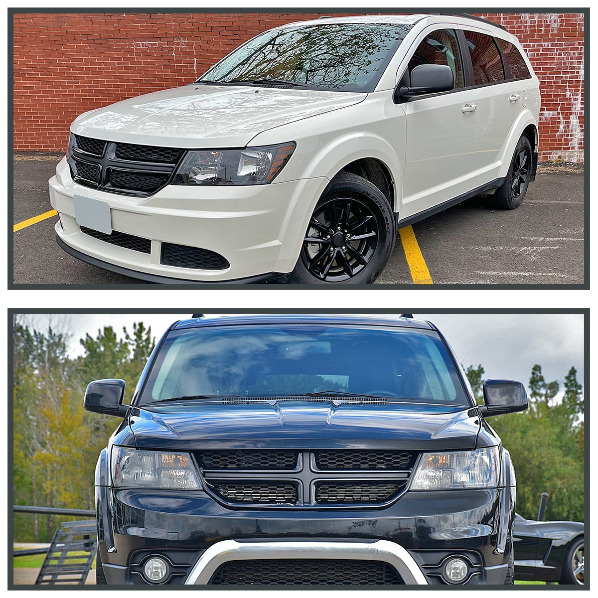 Spec-D Tuning Black Headlights Compatible with 2009-2020 Dodge Journey, Left + Right Pair Headlamps Assembly
