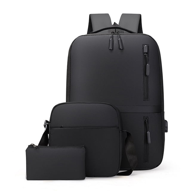 Men's Business Bag Set USB High Capacity Laptop Backpack Double Shoulder Bag