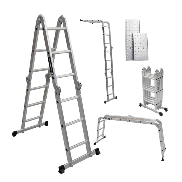 Escalera multiposición de aluminio articulada de 13 escalones carga máxima 150 kg tipo III