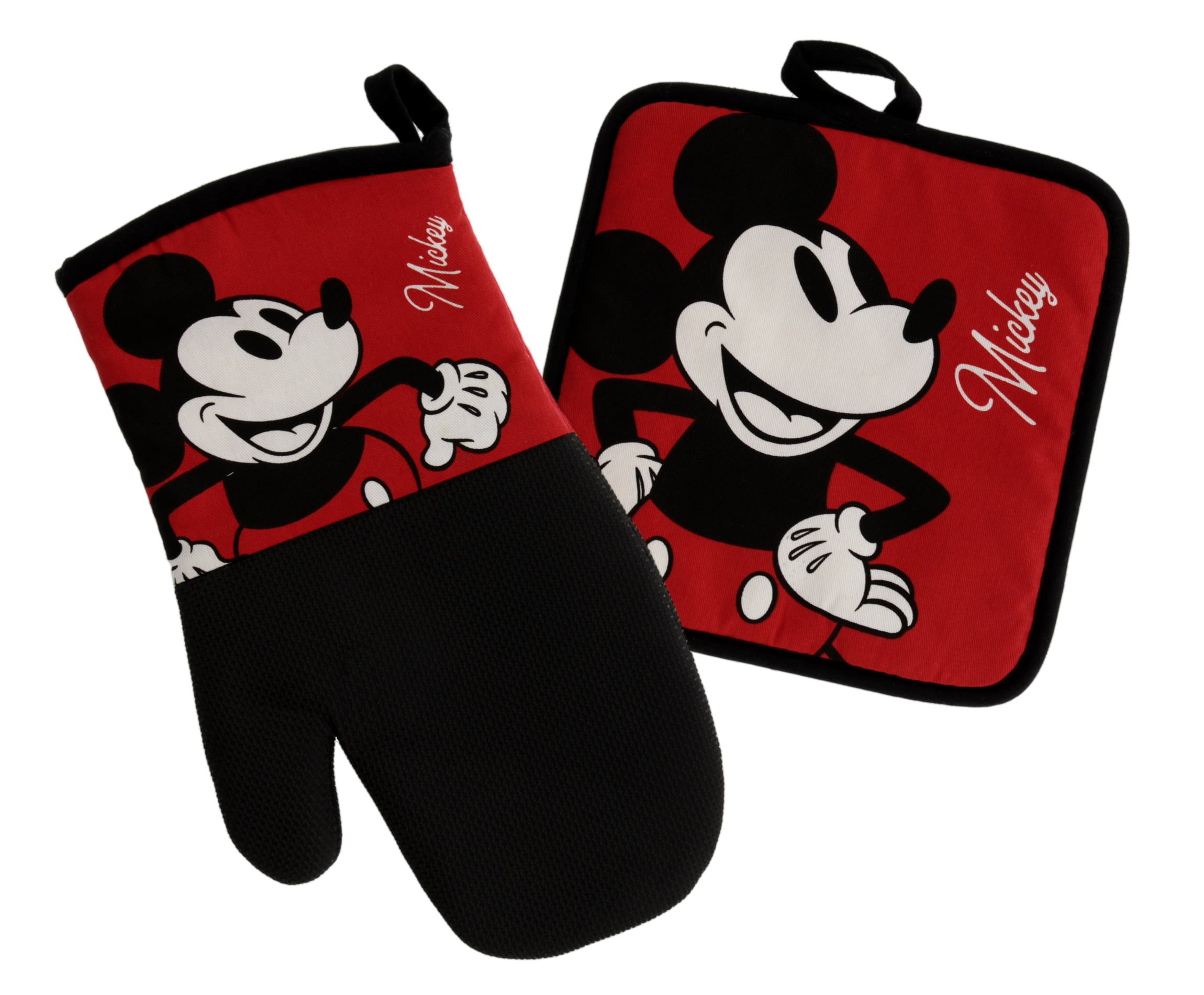 Disney Kitchen Oven Mitt/Glove and Square Potholder Set w/Neoprene for