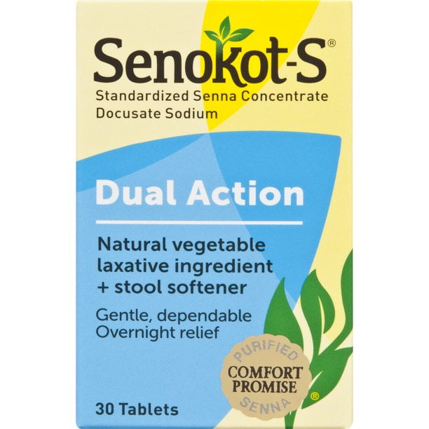 Senokot-S Standardized Senna Docusates Laxative & Stool Softener, 30ct