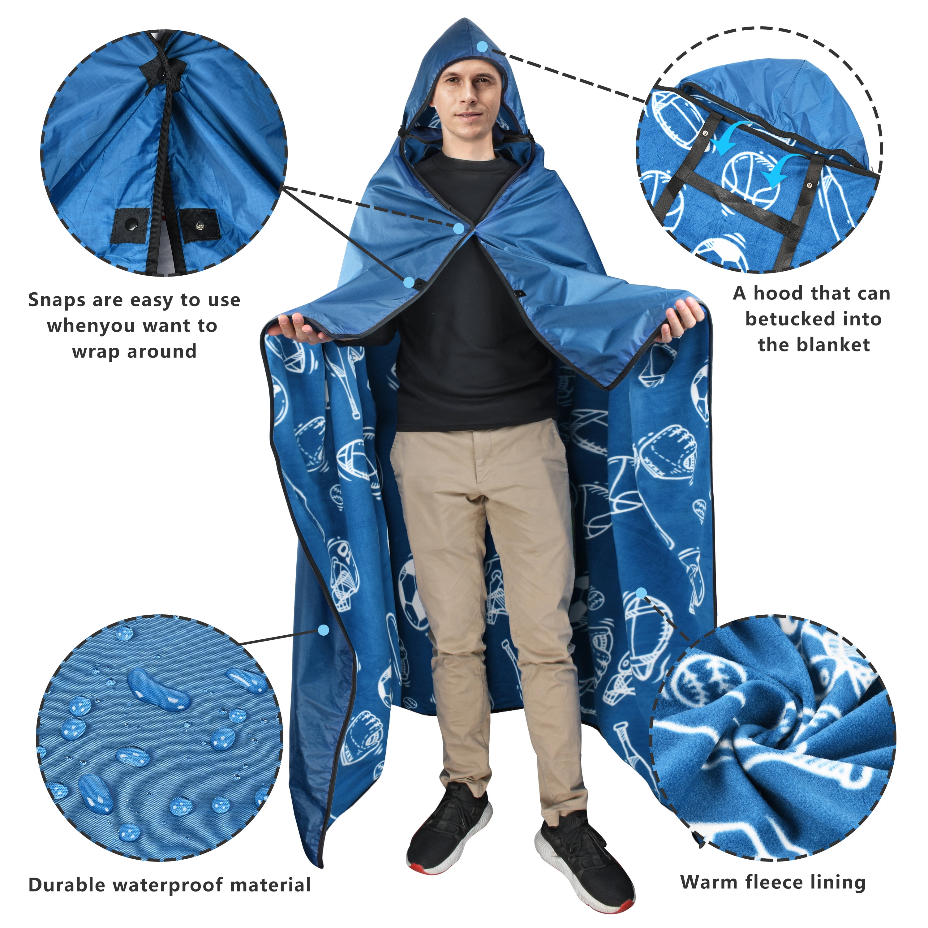 Catalonia Waterproof Throws Blanket for Outdoors,yoga, and Beach, All Age Group, Blue