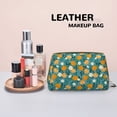 thumbnail image 4 of Cute Orange Daisy Makeup Bag, Large Capacity Travel Cosmetic Bag for Women Girls- Travel Toiletry Bag Leather Portable Waterproof Makeup Case Organizer with Handle, 4 of 4