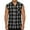 Black, variant on Plaid Shirts Stand Collar Sleeveless Tank Top Button Front with Pocket Tops (Men's)
