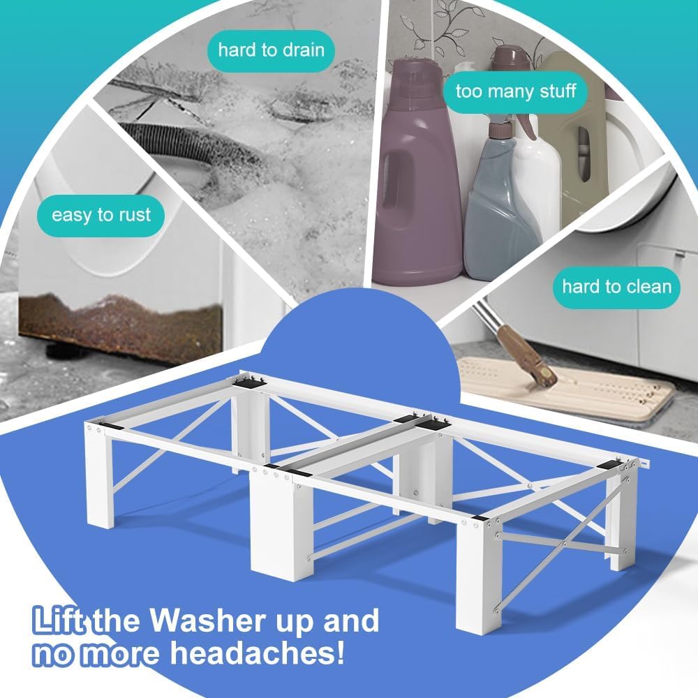LUCKUP 2 Pack 29" Laundry Pedestal Heavy Duty Washer and Dryer Pedestal Stand Raiser Anti-Vibration, Anti-Slip, Ergonomic Height with Extra Storage Compatible with Most Washers and Dryers, White