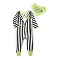 thumbnail image 2 of Halloween Beetlejuice Baby Boys or Girls Footed Sleep N Play Pajamas and Bib Set, 2-Piece, Sizes 0M-9M, 2 of 11