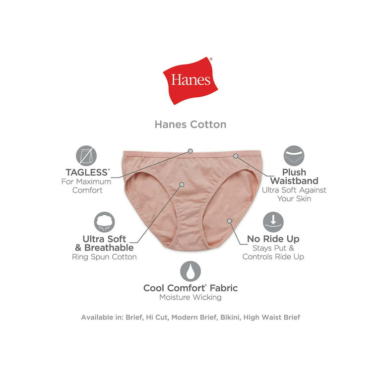 Hanes Women's Cotton Hi-Cut Underwear, Value 12 Pack 