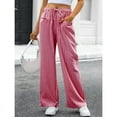 thumbnail image 6 of Womens Striped Gingham Pants Wide Leg High Waisted Lounge Plaid Pajama Pants Cute Casual Trousers with Pockets Wine L, 6 of 7