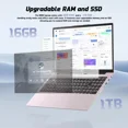 thumbnail image 5 of 15.6" FHD IPS 2025 Business Laptop Computer Windows 11 16GB RAM 1TB SSD,4 Cores 13th Gen Intel N150(Up to 3.6GHz) 65W Type C Fingerprint Numpad Backlit Keyboard WiFi 6, 5 of 10