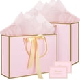 thumbnail image 1 of Set de bolsas de regalo woric 35 x 25 x 11 cm, rosa, con papel de seda, 1 of 6